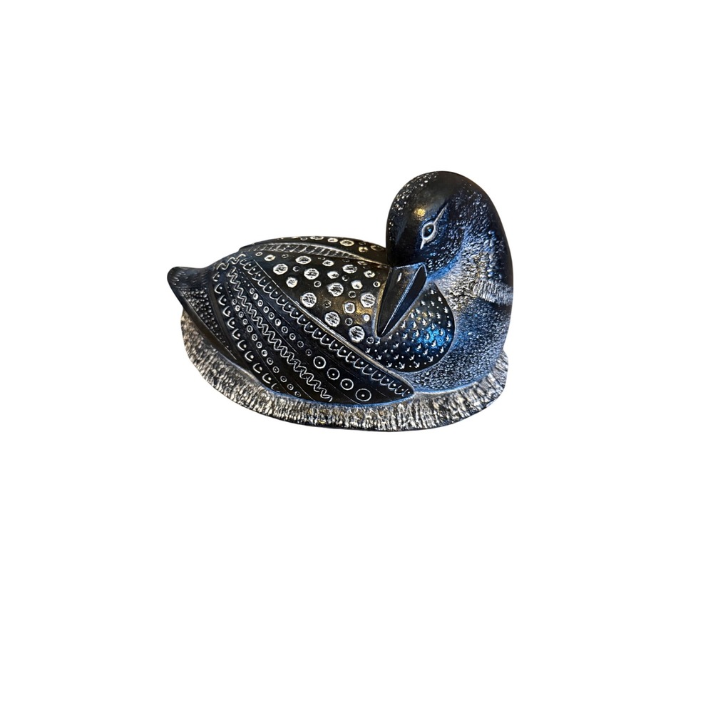 Aardik Collection Soapstone Loon Duck Figurine Etched Canada Art Aardvark 1972
